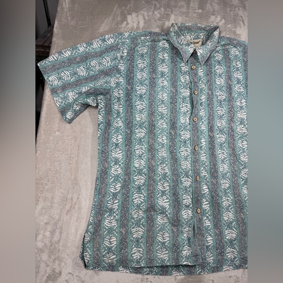 Cooke Street Honolulu Cotton Hawaiian Tropical Turquoise Button Down Shirt XL - Picture 2 of 14